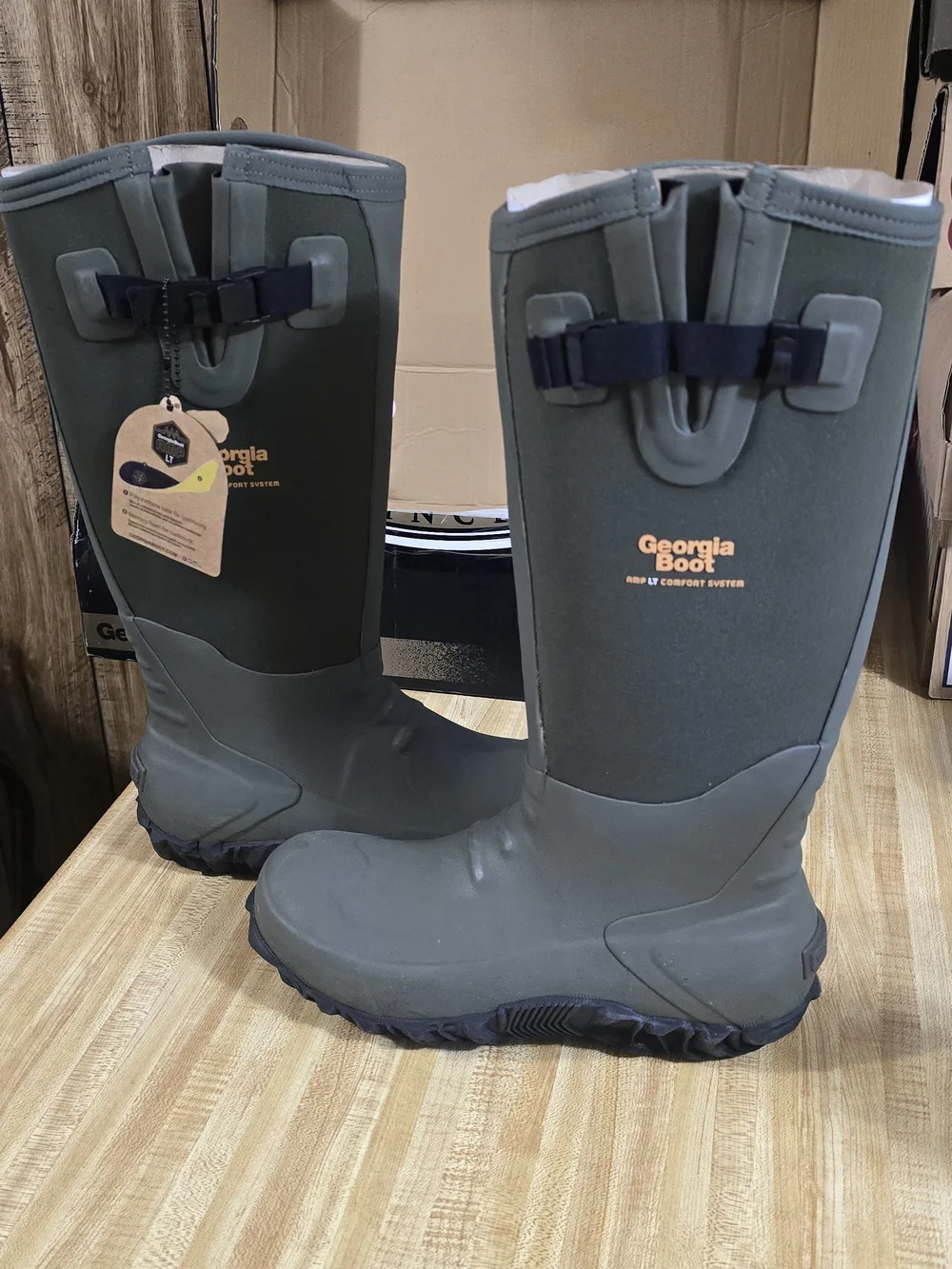Georgia Boot Men's 9 M Olive Green Neoprene Waterproof Pull-On Boots NWT